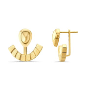 14K solid gold stud earrings with ear jacket piece included. High polish and textured gold finish. 