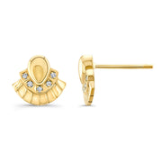 Solid gold stud earrings with natural white diamonds. 