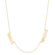 Custom gold name necklace in Art Deco style