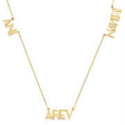 Custom gold name necklace in Art Deco style