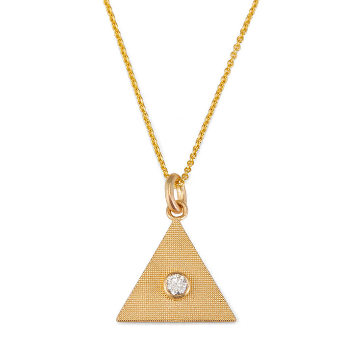 Sand Triangle Necklace with Diamond