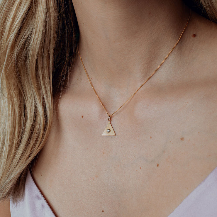 Sand Triangle Necklace with Diamond