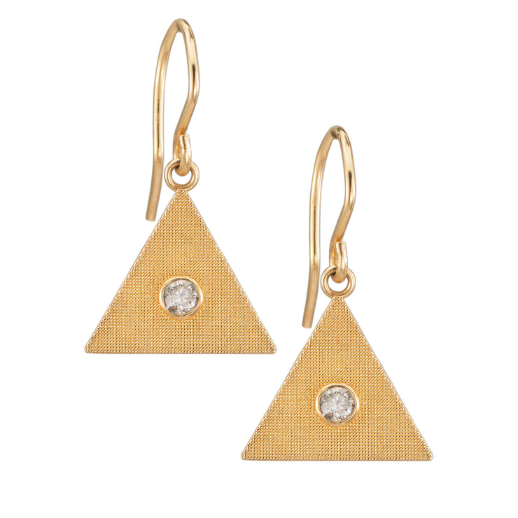 Sand Triangle Earrings with Diamond