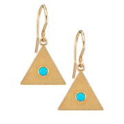 Sand Triangle Earrings with Turquoise