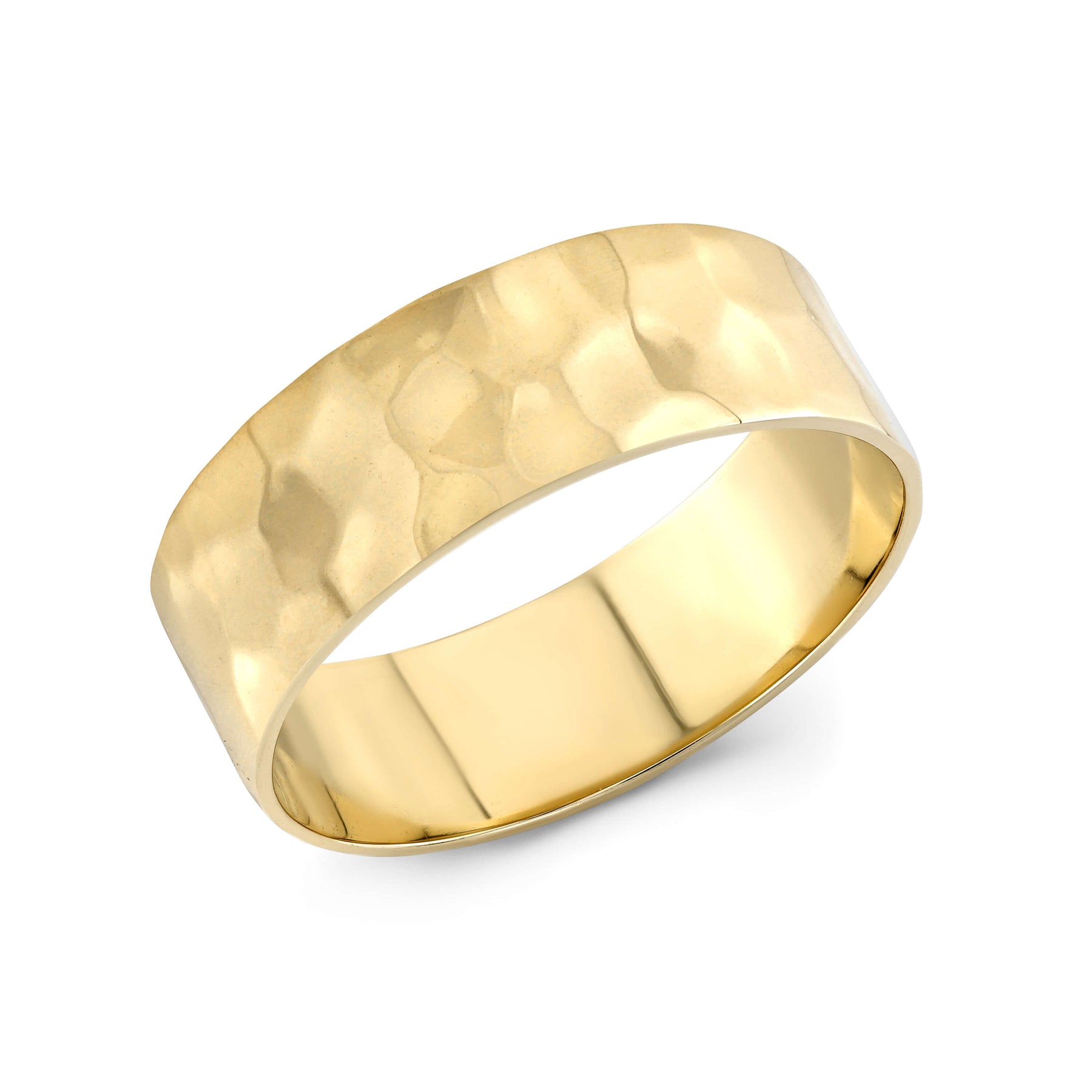 Extra wide sold hammered band ring